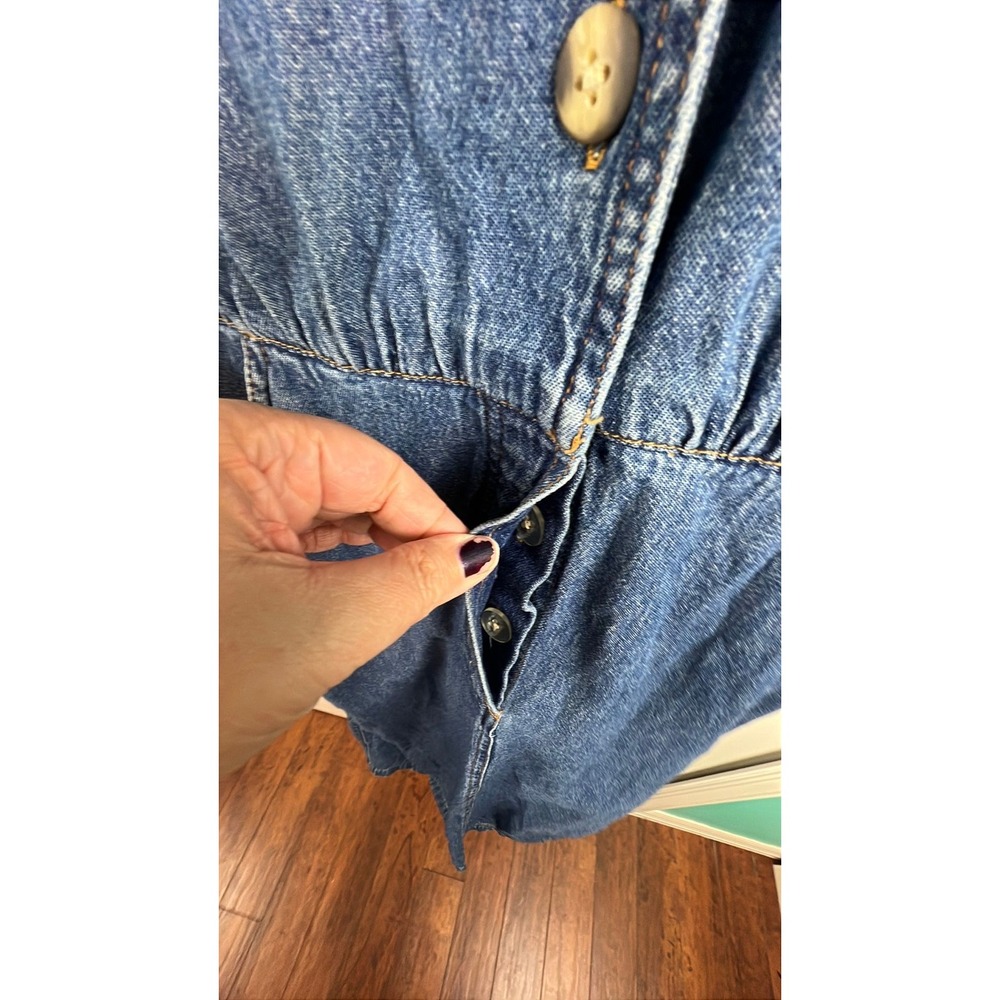 Lands End Denim Midi Dress Vintage Grunge Cottagecore Boho Blue Cotton Size 10 - Picture 5 of 8